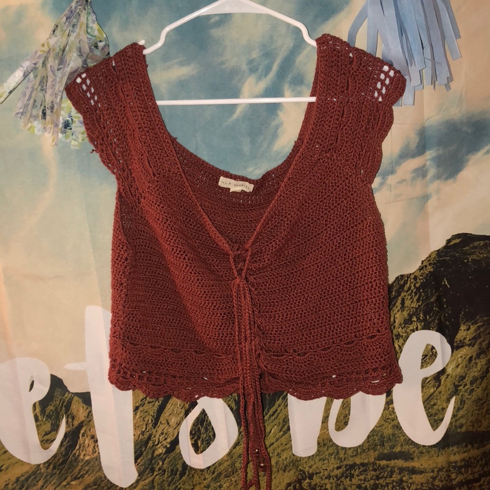 Crocheted mauve crop top